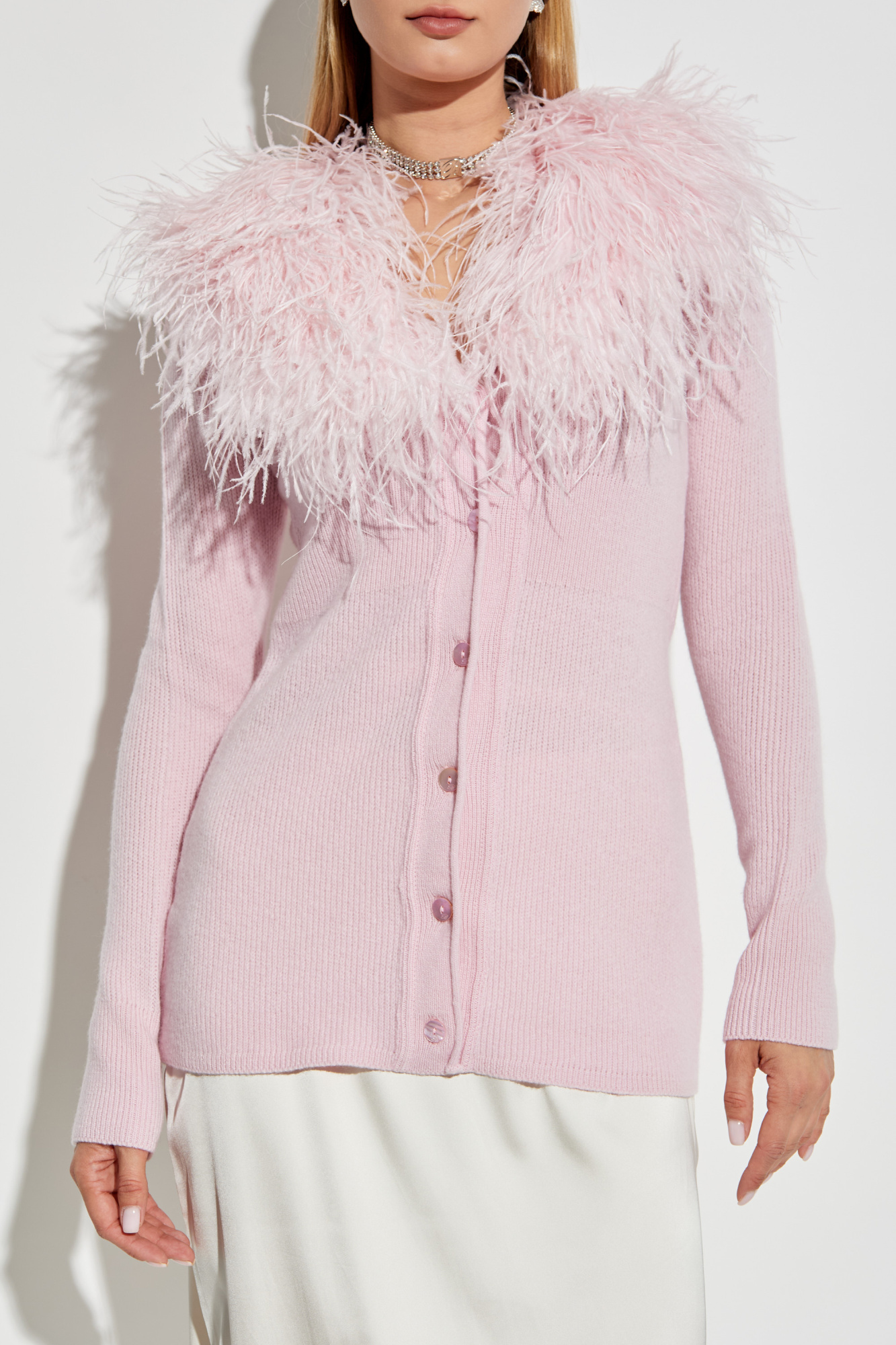 Lumignon feather ribbon op + cardigan ワンピース